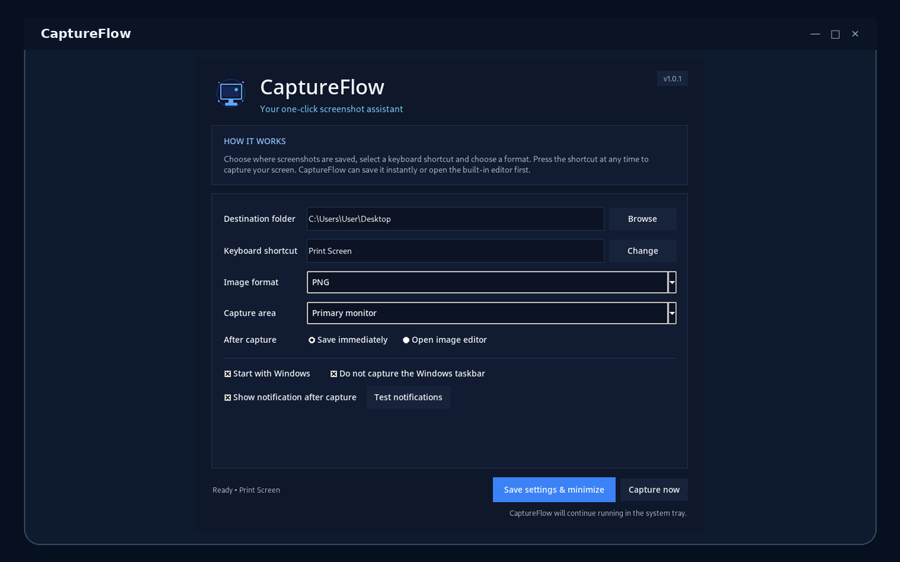 Captureflow main application screenshot