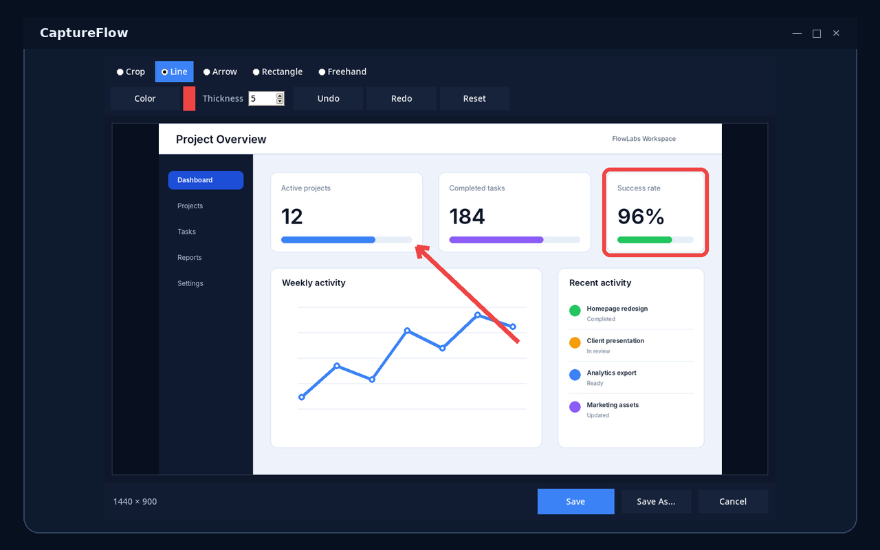 Captureflow — Built-in screenshot editor