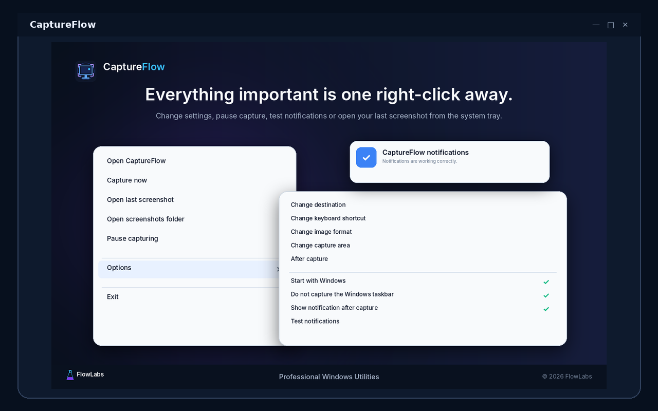 Captureflow — System tray controls