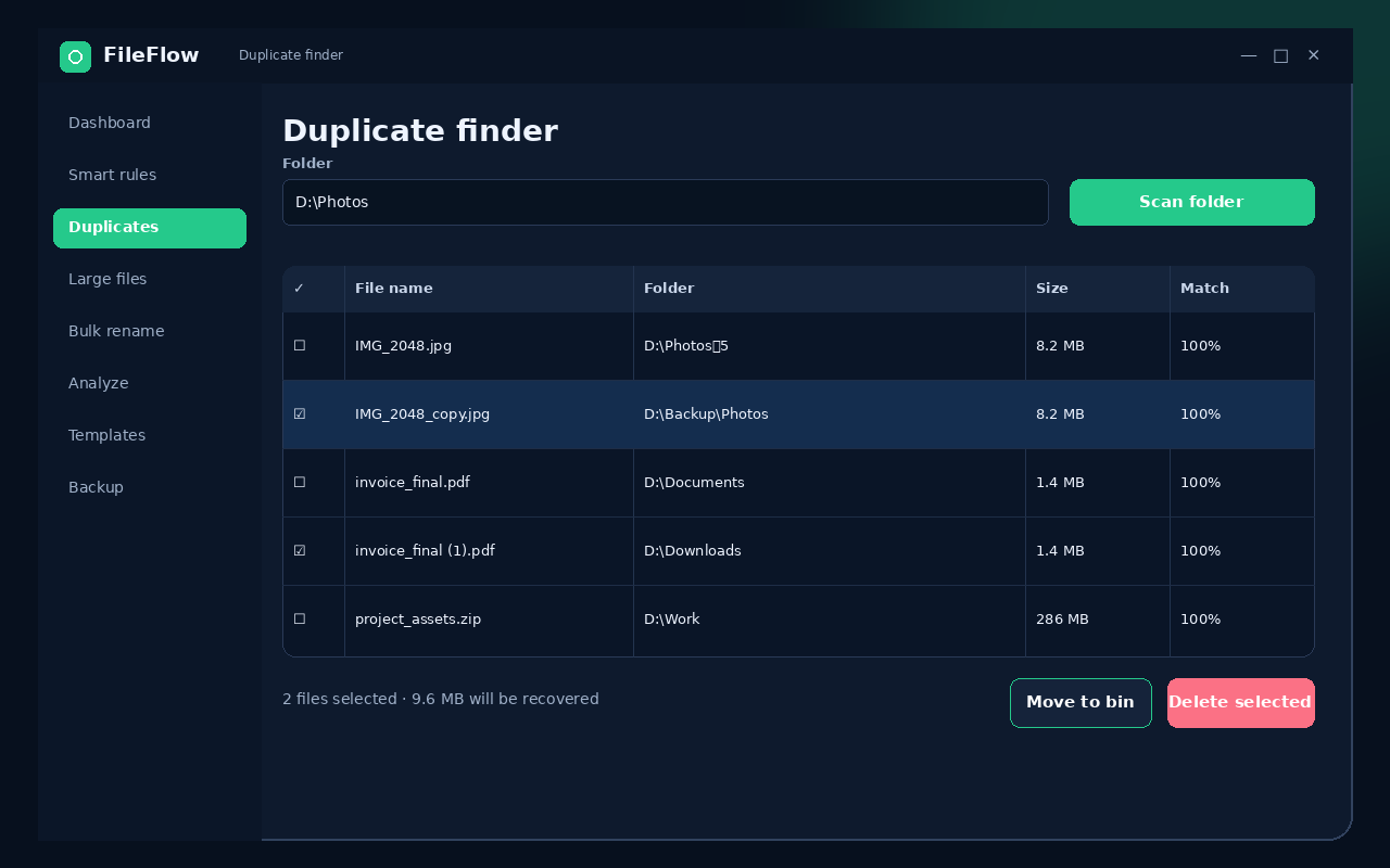 Fileflow — Duplicate finder