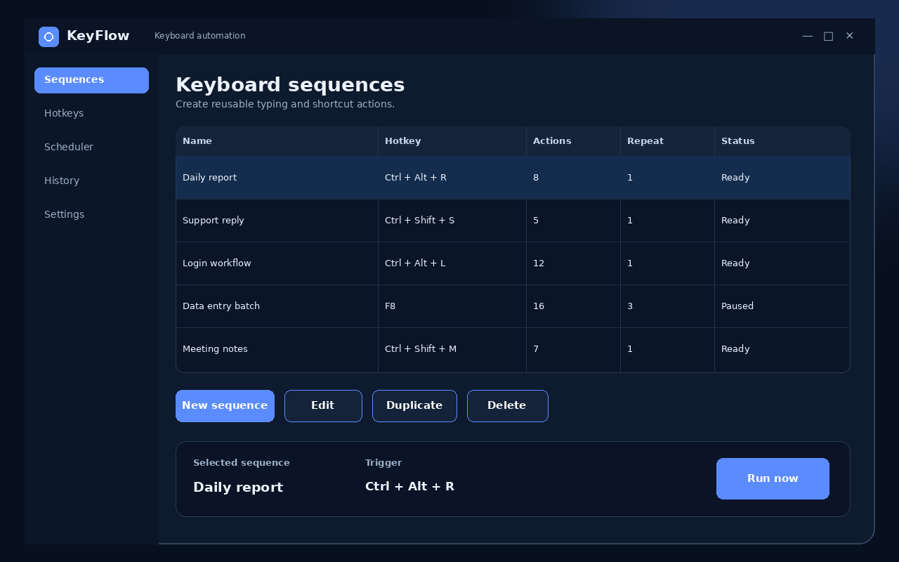 Keyflow main application screenshot
