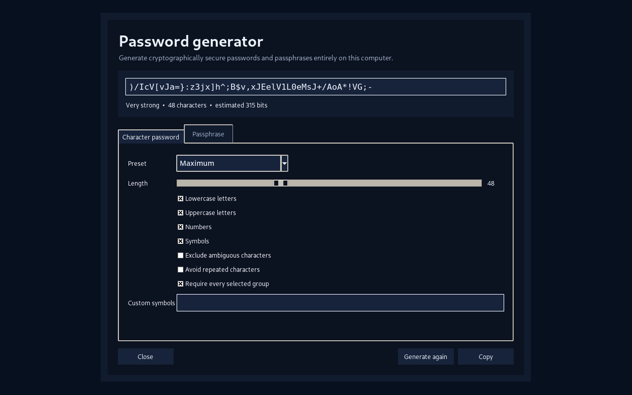 PassFlow password and passphrase generator