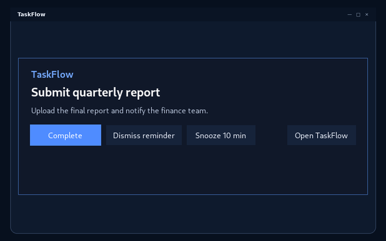 Taskflow — Desktop task reminder