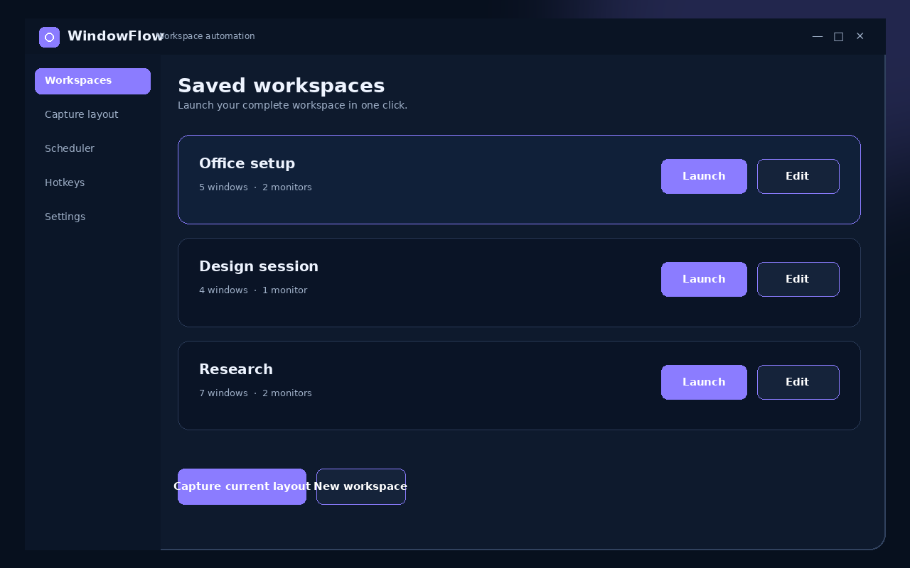 Windowflow main application screenshot